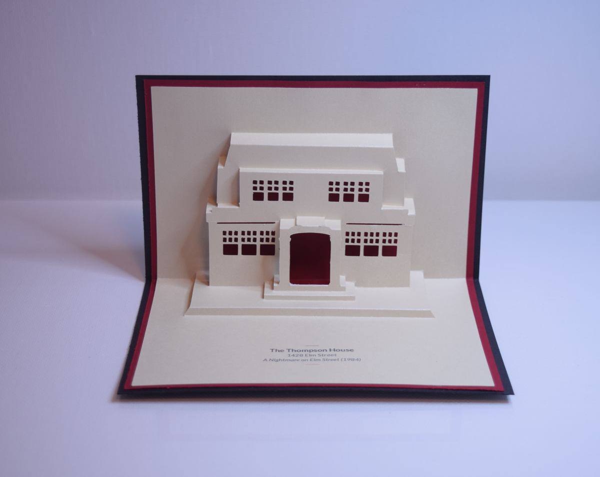 The Thompson House from A Nightmare on Elm Street origamic architecture card